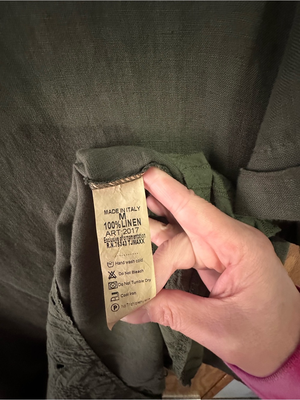 Rosemarine Short Sleeve Summer Dress Military Green 100% Linen Size M - Pockets - Picture 3 of 6